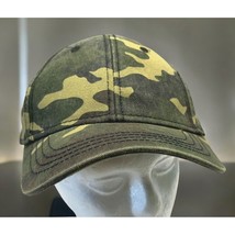 George Camo Strapback Hat Baseball Cap One Size Green Distressed - $10.49