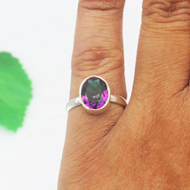 925 Sterling Silver Mystic Topaz Ring Handmade Jewelry Gift For Her - £27.26 GBP