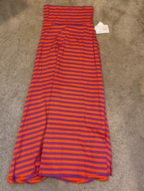 Lularoe NWT Full Length Purple Orange Striped Print Maxi Skirt - Size XS - £18.31 GBP