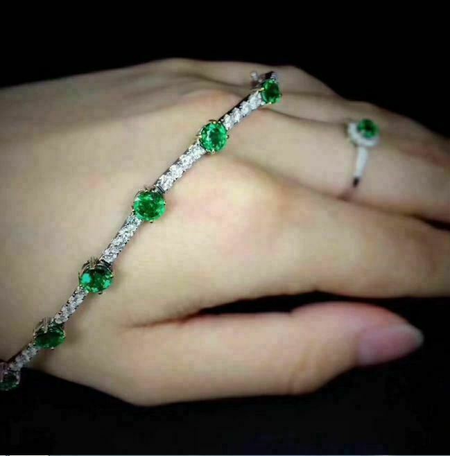 10Ct Round Cut GreenCZ 7" Pulsera de tenis para mujer Chapado en oro blanco... Item image 2