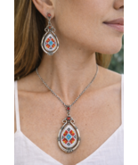 Jewelry set with handmade embroidery. - $90.00