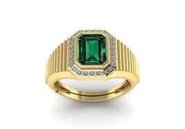 6Ct Smeraldo Taglio Verde 925 Argento Sterling 14K Placcato Oro Giallo Anello - £41.44 GBP