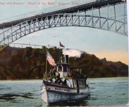 Ship Boat Postcard Steamer Maid Of The Mist Railway Bridge Niagara Falls NY 1911 - £15.52 GBP