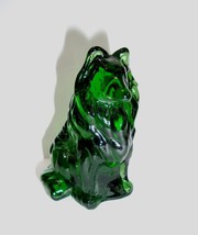 Mosser Glass Emerald Green Collie Dog Sheltie Figurine Made In USA - $30.99
