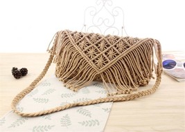 New 2021 Tassel Straw Bag Large Clamshell Cotton Hand-woven Casual Female Beach  - £31.40 GBP