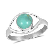 Mystical Evil Eye w/ Green Turquoise Stone Inlay Sterling Silver Ring - 11 - £12.65 GBP