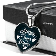 Mothers Are Angels In Disguise Heart Pendant Necklace Stainless Steel or 18k Go - £29.85 GBP+
