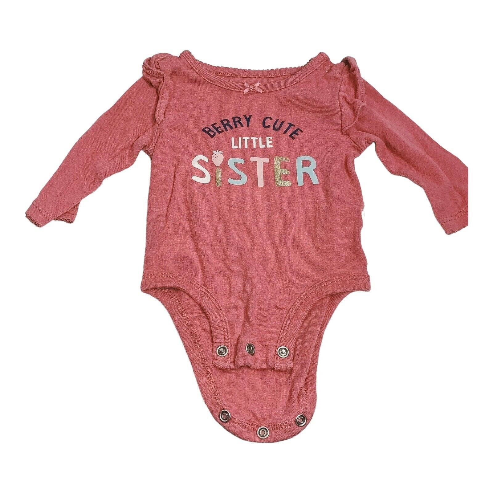 Primary image for Carter's Pink Baby Girl Berry Cute Little Sister Bodysuit One-piece 3mos