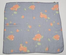 Vintage Woman Transparent Floral Blue Polyester Sheer Square Scarf Handk... - $6.92