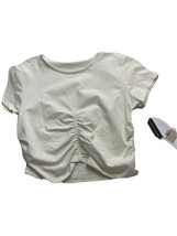 BP. Ruched Organic Cotton Crop T-Shirt Ivory Cream White Stretch Medium ... - £5.08 GBP