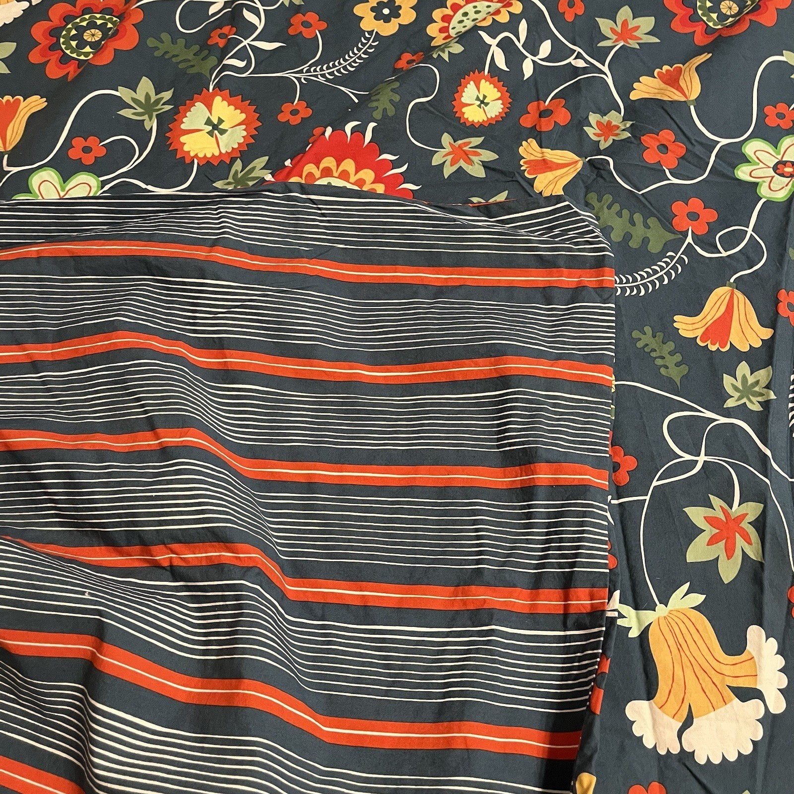 Vintage IKEA ROSENRIPS Reversible Queen Duvet cover + 2 standard shams Item image 4