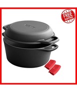 Versatile 5QT Cast Iron Dutch Oven with Skillet Lid - Ideal for Indoor &amp;... - $50.48