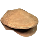 Vintage United Hatters Tan Suede Newsboy Poor Boy Hat Medium Small Bill ... - $49.99