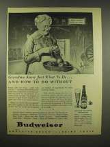 1944 Budweiser Beer Ad - Grandma Knew What To Do - $18.49