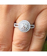 1.15 Ct Round Simulated Diamond Double Halo Engagement Ring White Gold P... - $193.99