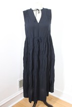 James Perse 1 S Navy Blue Tie Neck Tiered Viscose Boho Maxi Dress - £37.96 GBP