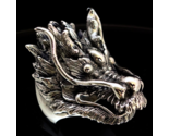Big Sterling silver men's ring huge Dragon head Drogon high polished and antique - £137.53 GBP