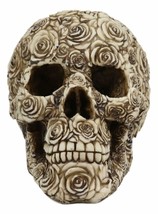 Day of The Dead Tooled Ornate Floral Skull Figurine DOD Rose Sugar Skulls Statue - £26.78 GBP