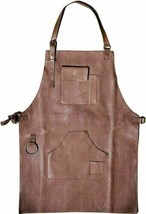 Back Strap Woodwork New Apron Classic Brown Butcher Cow Leather Apron - £96.56 GBP