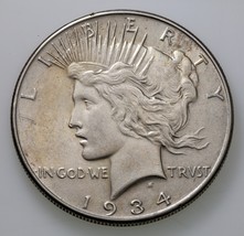 1934 Argent Paix Dollar En Au État, Excellent Oeil Appeal, Fort Luster - $94.43