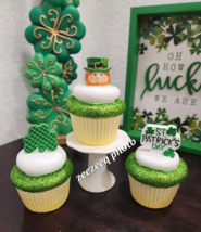 St. Patrick&#39;s Day Faux Cupcakes Resin Figurines Tier Tray Decor 3pc - $29.99
