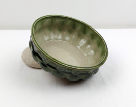 Vintage avocado green glazed ceramic ribbed planter fruit salad trinket bowl - £23.85 GBP