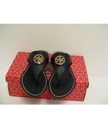 Women&#39;s tory burch navy slippers Selma flat thong tumbled leather size 6... - £158.61 GBP