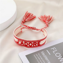 Handmade LOVE Fabric Bracelet For Best Friend Gift New Fashion Colorful Tassel G - £9.70 GBP