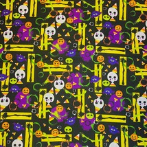 Halloween Fabric Skulls Bats Candy Corn Pumpkins 71&quot; X 44&quot; - £12.70 GBP