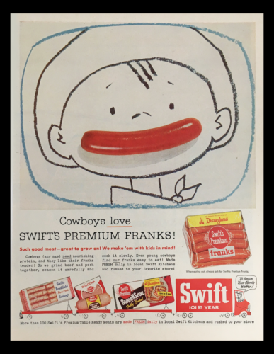 1956 Swift's Premium Franks Disneyland Vintage Print Ad - $14.20