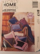 McCalls Home Decorating Sewing Pattern 817 Throw Pillows Chair Cushions ... - $9.99