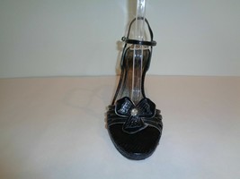 Coach Size 8.5 M Black Leather Heels Sandals Womens Shoes - £46.69 GBP