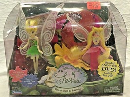 2006 Playmates 4” Disney Fairies Tinker Bell &amp; Royal Loyal Queen Clarion + DVD - £32.56 GBP