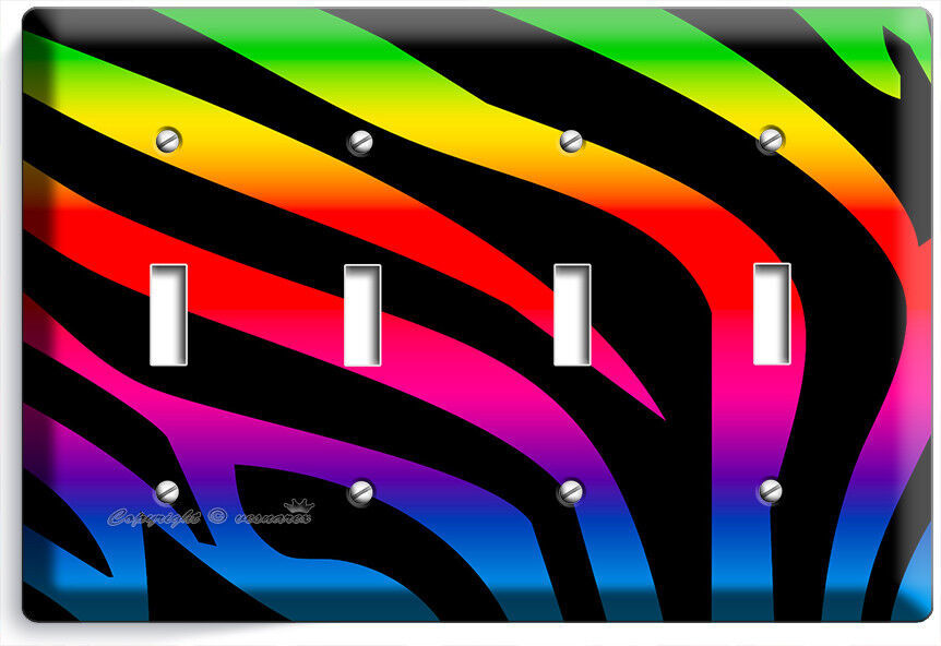 RAINBOW ZEBRA STRIPES ANIMAL PRINT LIGHT SWITCH OUTLET WALL PLATE HOME ART DECOR Item image 7