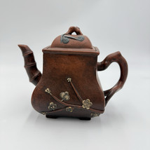 Antique Yixing Zisha Clay Teapot pottery terracota bamboo cherry blossom... - €171,38 EUR