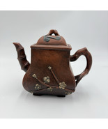 Antique Yixing Zisha Clay Teapot pottery terracota bamboo cherry blossom... - $198.00
