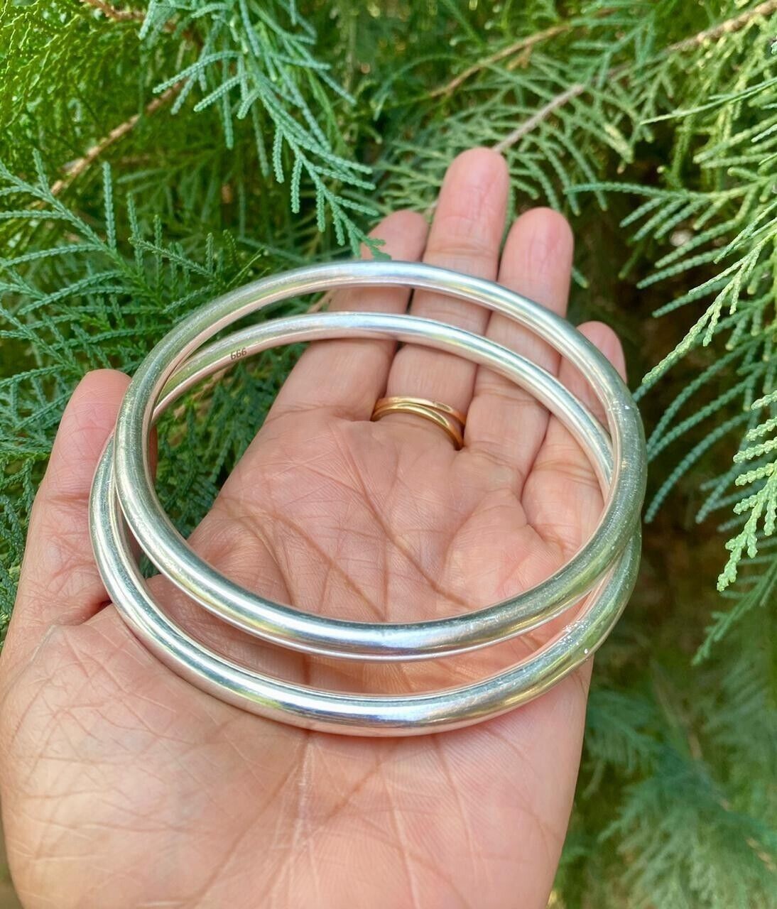 Set aus 2 Stück Armreifen aus reinem Silber, Damenarmband Armreif,... - $79.79+