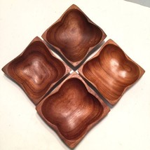 Wood Bowl Dish Square 4 Vtg Mid Century Danish Modern Philippines 5x5 - £7.90 GBP