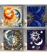 Celestial Sun Moon Stars pattern Waterproof Polyester Shower Curtain 4 Size - $30.00 - $36.00