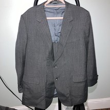 Woodmere Suit Jacket Men&#39;s 44R, Charcoal Gray Wool Blazer, Striped Sport... - $19.80