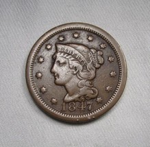 1847 Large Cent VF Coin AM686 - £57.44 GBP