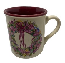 Marvelous Mugs floral wreath coffee cocoa mug made in Korea 1987 Potpourri press - £8.06 GBP