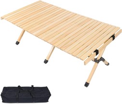 Outdoor Picnic Table, Cake Roll Wooden Camping Table With A Bag For Picnic - £93.46 GBP