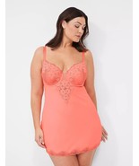 Lane Bryant CACIQUE Stretch Lacy Underwire Lace Slip CORAL PINK 40D Plus... - $48.02