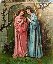 Victorian Angels Gold Wings Christmas Postcard Germany 1909 Original   - £31.24 GBP