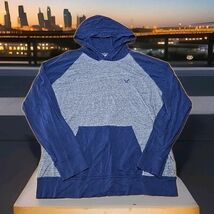 American Eagle Outfitters Hoodie Shirt Mens Size XL Gray Blue Henley Preppy - $24.75