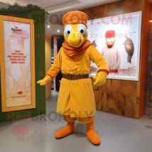 Butter Chicken mascot costume character dressed with a Trousers and Berets - $1,309.00