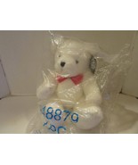 Russ Berrie White Furry Bear with Red Bow Tie Valentine Plush Jointed 16... - $6.41 CAD