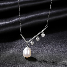 S925 Silver Freshwater Pearl Pendant Necklace Female Niche Design Retro Asymmetr - £24.05 GBP