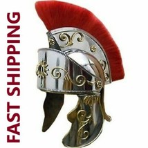 King Arthur Roman Helmet With Red Plume Sca Best Gift For Halloeen - £69.59 GBP